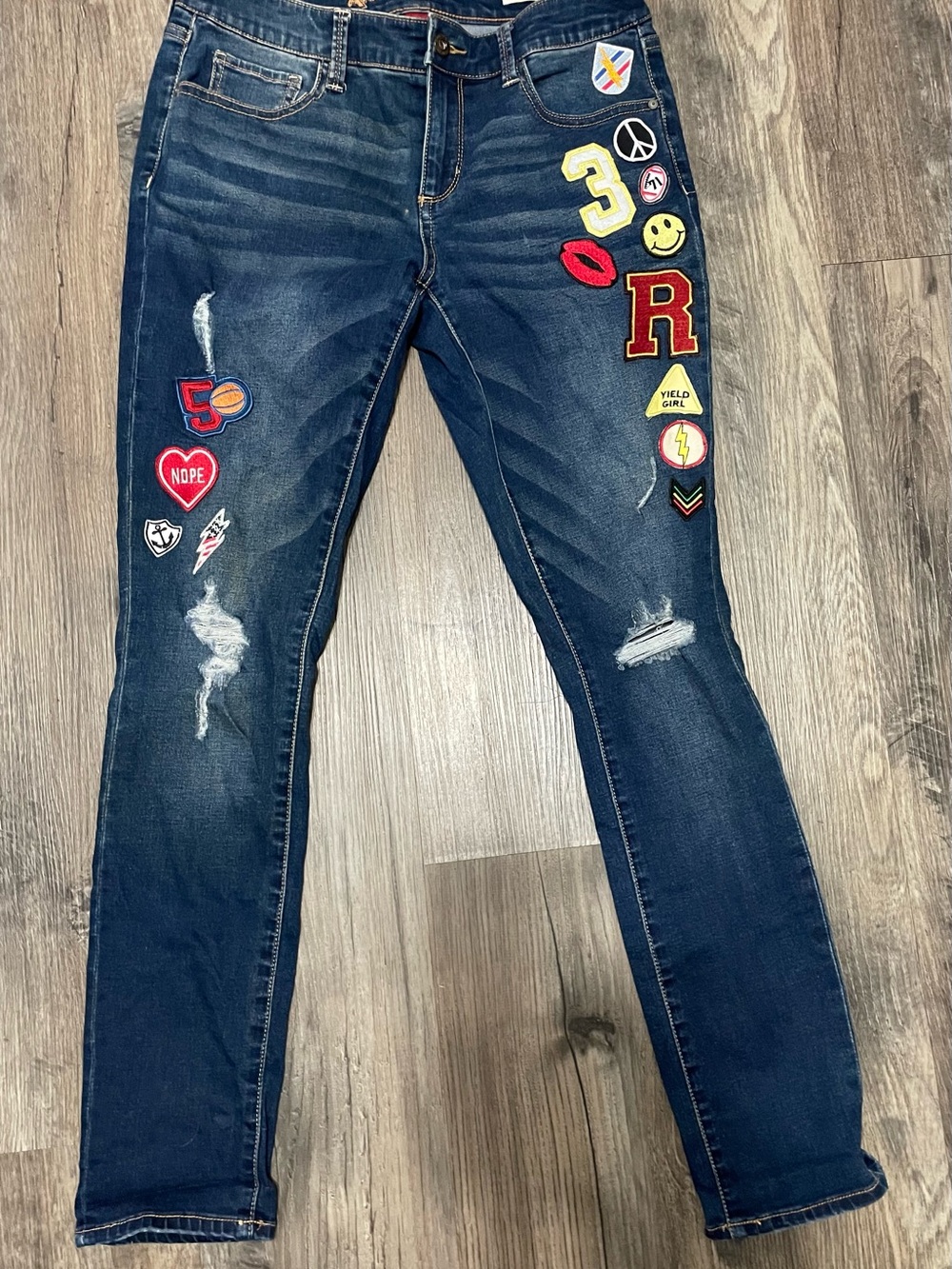 Dark Blue kids girls Patchwork super Skinny Jeans size 9
